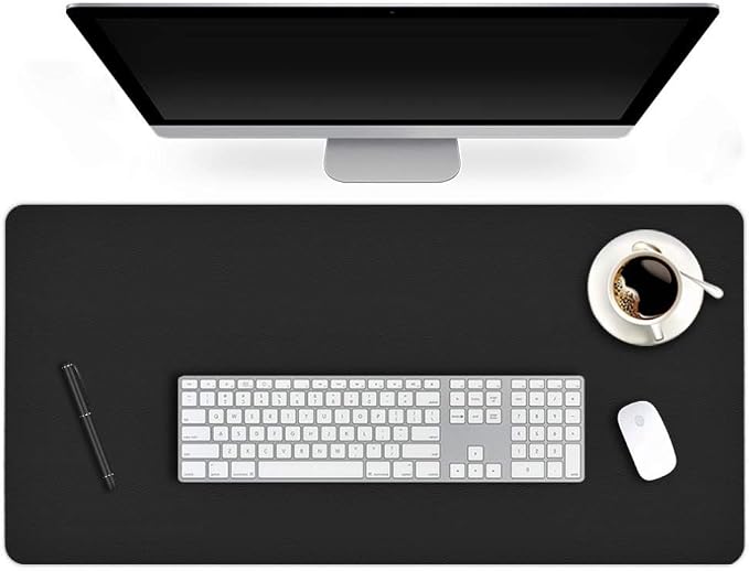 24 X 36 Inch Multifunctional Office Felt Desk Pad Desk Cover Leather Mat Blotters Table Protector on Top of Desks Large Laptop Computer Gaming Keyboard Mouse Pad Organizer for Women Waterproof Black