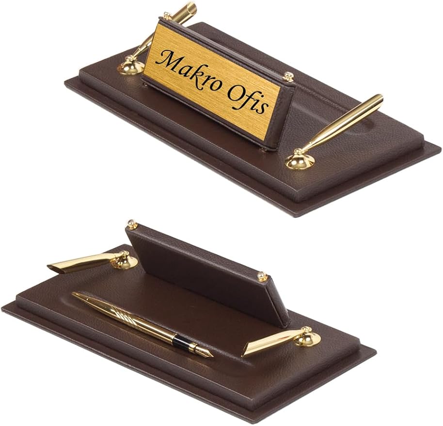 Galaxy Bonded Leather Executive Desk Set – 12-Piece Luxury Desk Organizer with Desk Pads, Double Document Rack, Name Plate, Pens & Office Accessories