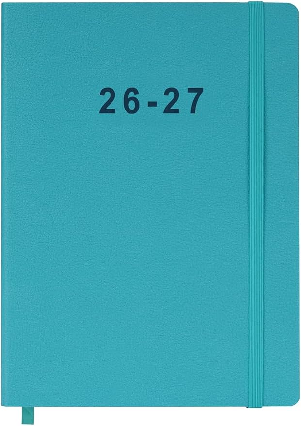 26-27 Academic Planner - Weekly and Monthly Planner, Jul 2026 - Jun 2027, Vegan Leather Cover, Elastic Closure, 7”x9.25”, Teal