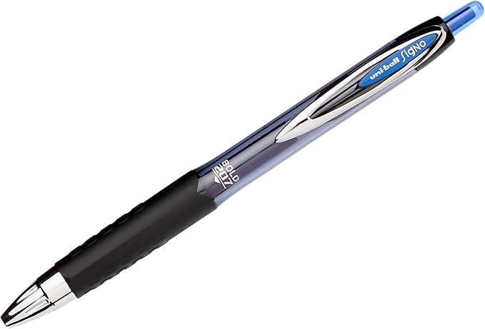 uniball™ 207 Gel Pens, Blue Ink, 1.0mm Bold Point, Retractable, 12 Count, Smooth Writing, Fraud-Resistant, uni Super Ink™