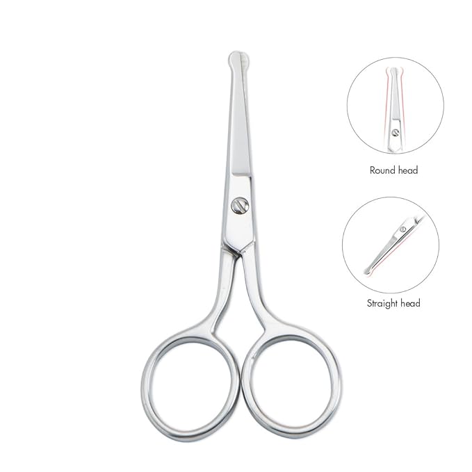 LIVINGO Nose Hair Scissors Rounded Tip Stainless Steel Beauty Shears | Straight Precision Blade, Multi-purpose Grooming, Eyebrow Eyelash Cuticle Facial Detail Care