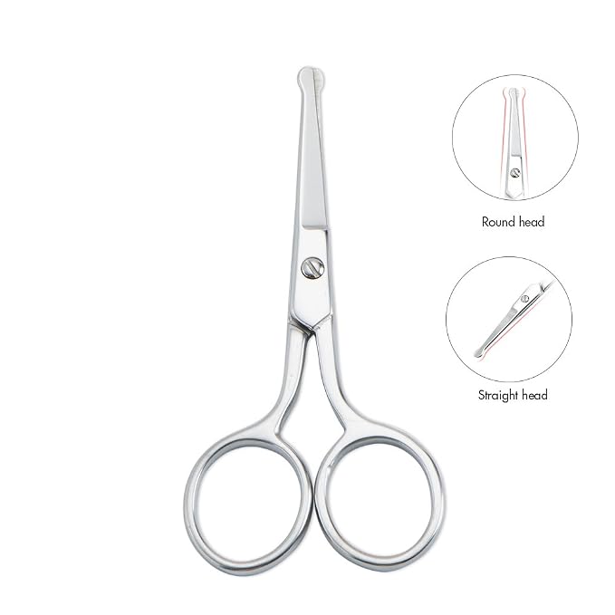 LIVINGO Premium Manicure Rounded Tip Scissors Multi-purpose Stainless Steel Cuticle Pedicure Beauty Grooming Kit for Nail, Eyebrow, Eyelash, Dry Skin, Nose Hair 3.5 inch (Pack of 2)
