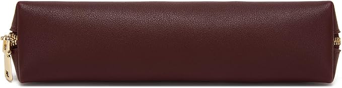 Pencil Case Small Pencil Pouch Slim (Burgundy, Faux Leather)