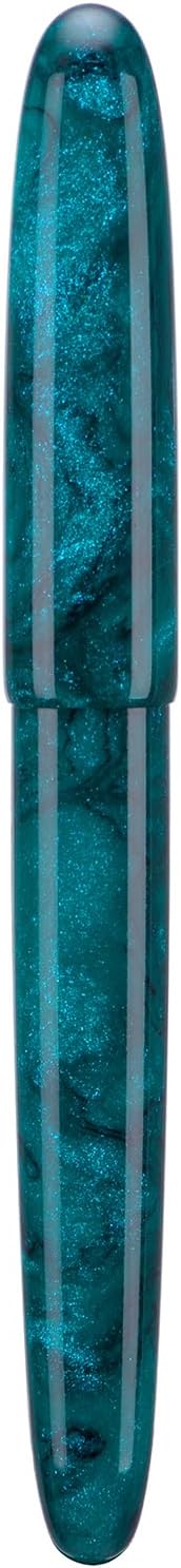 Asvine C80 Fountain Pen #8 Stub 1.1mm Nib Large Handcraft Calligraphy Art Drawing Pen with Converter Pen Case Collection Set (Green Glitter)