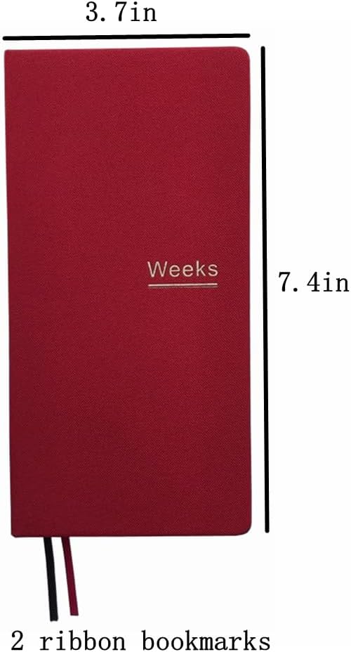 Undated Weekly Planner Notebook Pocket Organizer Appointment Book Journal Notebook A6 Week Plan Notepad (Red with cover)