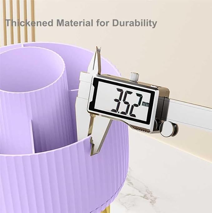 Pencil Pen Holder 5 Slots 360°Degree Rotating Pen Organizers for Desk Desktop Storage Stationery Supplies Cute Pencil Cup Pot Kids Desk Organizer for Office Home School（Purple 2）