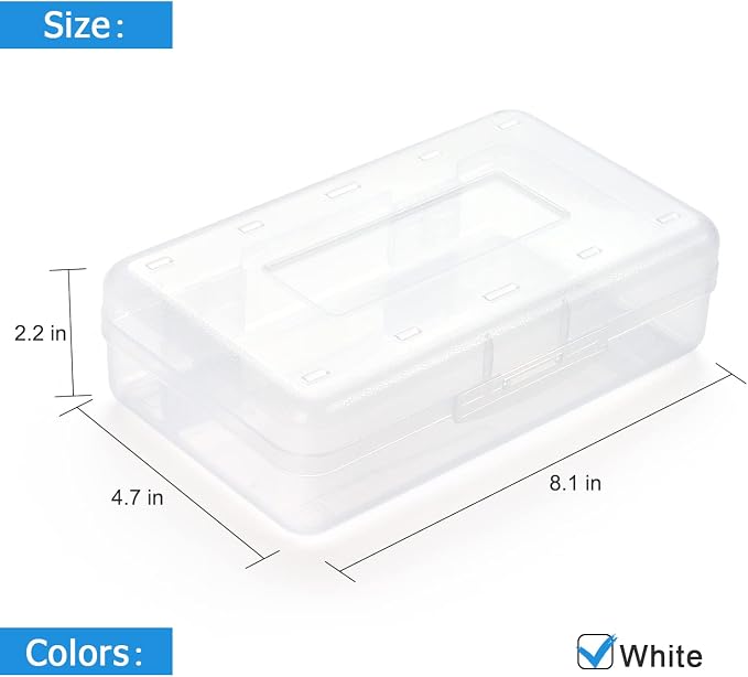 Tamaki 1 Pack Plastic Pencil Box Large Capacity, Clear | Clear Boxes with Snap-tight Lid Stackable Design and Stylish Office Supplies Storage Organizer