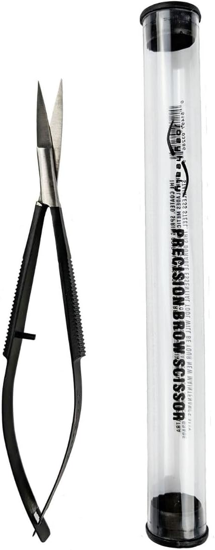 Joey Healy Precision Brow Scissor, Precision Brow Shaping Scissors, Ergonomic Spring Grip, Stainless Steel and Ultra-Maneuvering Eyebrow Trimmers
