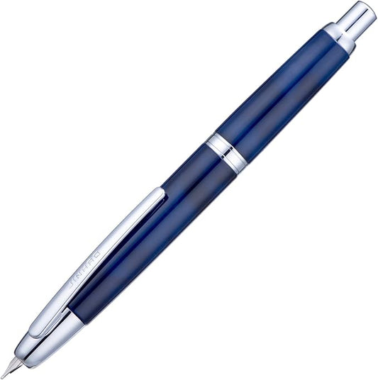 Jinhao 10 Press Fountain Pen with Box, Glacier Blue Retractable Fine Nib with Ink Converter Set (Silver Clip)