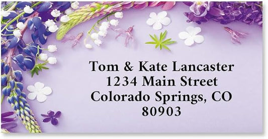 Colorful Images Return Address Labels | Purple Floral, 144 Count,Self-Adhesive on Flat-Sheet Labels Customize with Name & Shipping Address