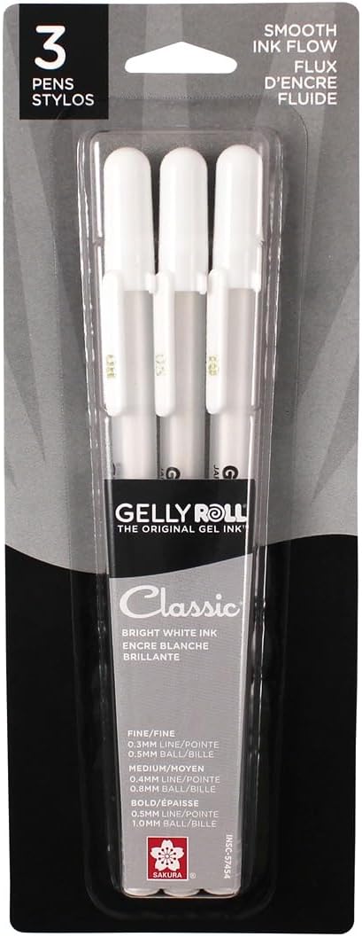 Sakura 57454 Gelly Roll Classic Ass't (05/08/10) 3pk Pen, White