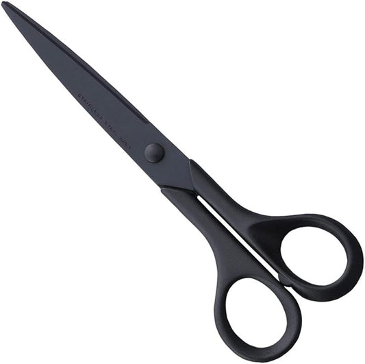 ALLEX Black Scissors All Purpose Sharp Japanese Stainless Steel Blade, Non-Sticking Fluorine Coating Blade for Adhesive Tape, Made in JAPAN