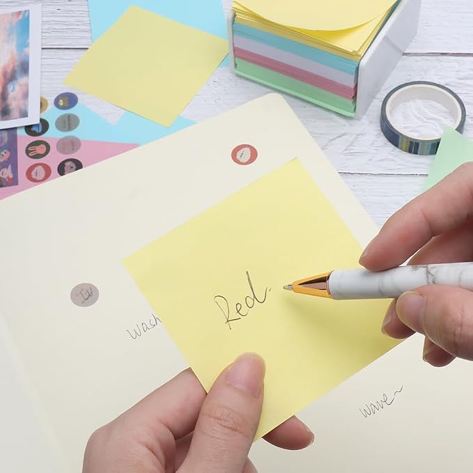 MEI YI TIAN 500 Sheets Bright Color Non-Sticky Blank Notes Cube 3x3 Inch 5 Colors Memo Paper Memo Pad Cubes for Taking Notes Reminders Writing Supplies