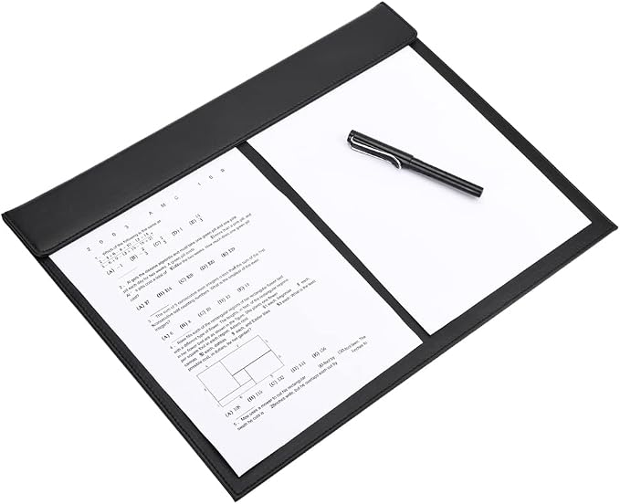 KINGFOM 18''x14'' Large Rectangle A3 Desk Writing & Drawing Desk Pad &Board Table Protector Mat with Paper Clip on Top Black
