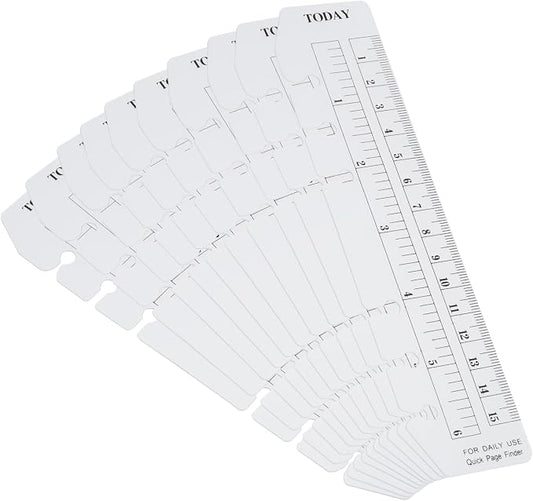 PATIKIL 7.1"x1.6" Bookmark Ruler, 20 Pack Snap-in Ruler Page Marker Book Mark Measuring Tools for A6 Size 6-Hole Binder Notebook, Clear