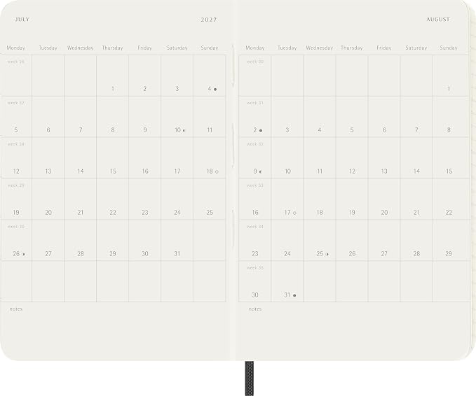 Moleskine 2026-27 18-Month Weekly Planner, Pocket, Black, Softcover | July 2026-December 2027 Pocket 208-page weekly planner with weekly spreads, ruled notes pages, stickers, and pocket.