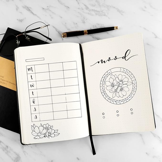 Journal notebook (A5-Dotted, Black Color),192 Pages, Medium 5.7X8.3 inches - 80 gsm Thick Paper, Hardcover