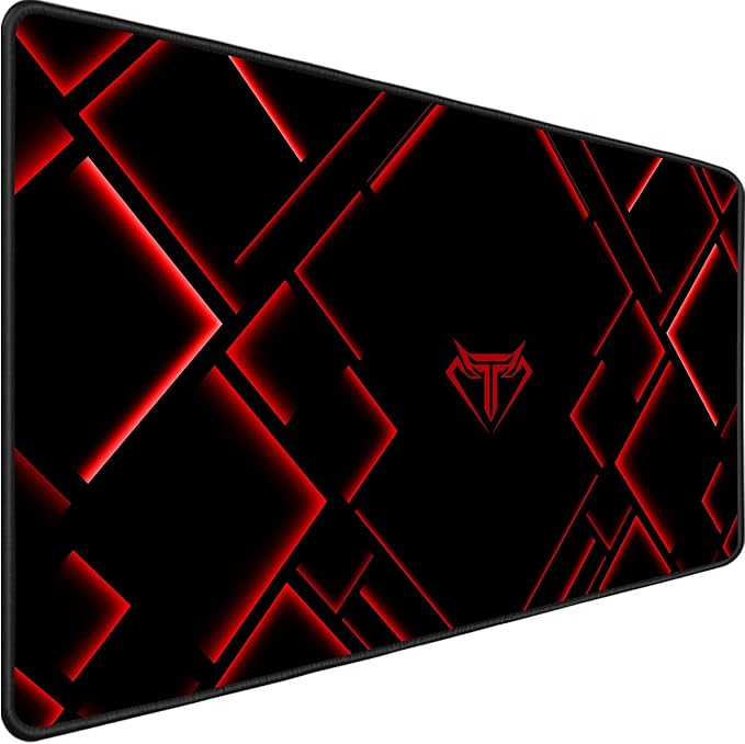 TEDNETGO Large Mouse Pad, Gaming Long Mouse Pad, Waterproof Extra Large Big Mousepad with Stitched Edge, XXL Non-Slip Computer Computer Keyboard Pad Mat for Gamer/Desktop/Office/Home, RED