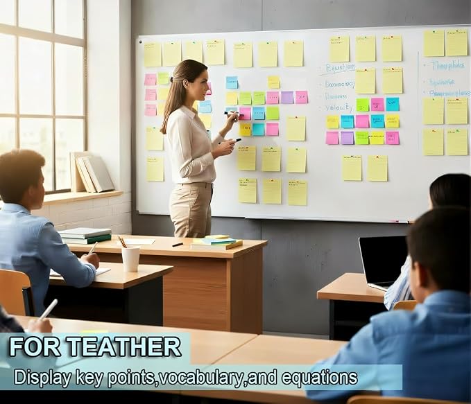 (6 Pack) Lined Sticky Notes 4x6 in,Yellow Large Notepads with Lines,Ruled Stickies Super Sticking Power,Office School Memo Note Pads,Post on Windows Doors,Recyclable,Easy to Write on,Hold Well