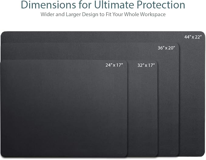Vine Creations Leather Desk Mat Large 32" x 17", Desk Protector Mat, PU Leather Desk Pad, Large Mouse Pad, Desk Blotter, Desk Pads on Top of Desks, Desk Matt for Desktop, Office Desk Mat (Black)