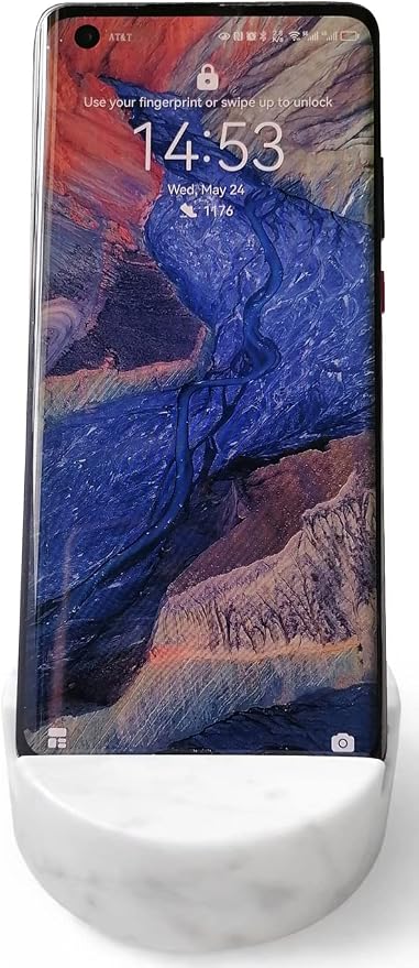 fashciaga Luxurious Marble Cell Phone Stand Holder for Cellphone Tablet On Desk, Countertop, Table, Nightstand. Heavy Real Stone Mobile Phone Stands (Solid)