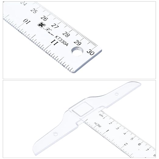 Pangda 2 Pcs 12 Inch T-Square Ruler Plastic Transparent T-Ruler for Drafting and General Layout Work