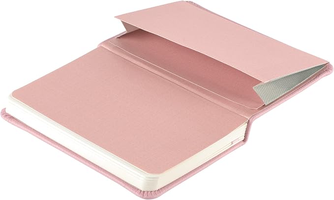 Leather Pocket Notebook, Writing Journal, Full-Grain Leather, Narrow Ruled Paper, Notebooks for Work & School, Quartz Pink (5.7" x 3.8”)