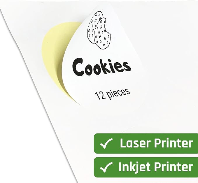 30 Sheets - 3 inch Round Labels, White Printable Circle Stickers, Laser/Inkjet Printing - Letter Size (8.5" x 11")