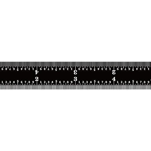 PEC Tools 6-inch Metal Ruler, Stainless Steel with Black Chrome Finish, 16R Graduation (1/32", 1/64", 1/50", 1/100") High-Precision, High Wear Resistance, High Contrast, Machinist Rule, Made in USA