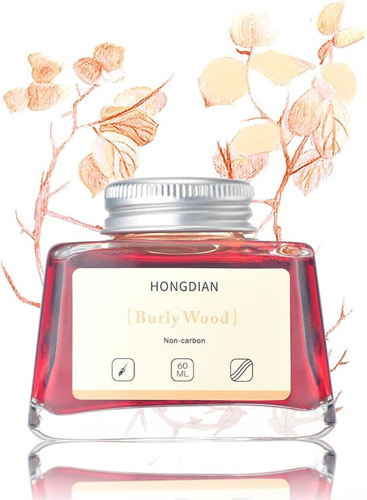 Hongdian Fountain Pen Bottled Ink Burly Wood Color, 60ml Non Carbon Inkwell Bottle, Artist Calligraphy Ink
