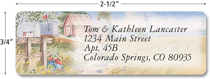 Colorful Images Rolled Return Address Labels | American Countryside, 250 Count, Self-Adhesive With Dispenser, Customize with Name & Shipping Address