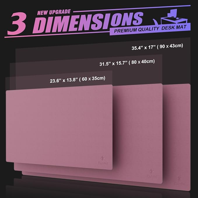 K KNODEL Extra Large Desk Mat, Leather Mouse Pad (35.4"x17", Purple) | Desk Pad, Keyboard Pad, Computer and Laptop Mat, Desktop Protector and Cover, Writing Pad and Blotter for Home Office