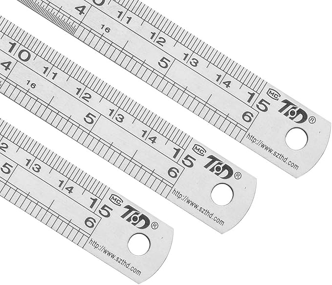 ZZTX Metal Ruler 6 Inches Stainless Steel 12 Pack | Rust-proof, Straight edge, Precise markings, Clear read