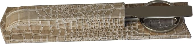 DACASSO Protacini Breeze Beige Italian Crocodile Leather Library Set - Luxury Italian Crocodile Leather Library Set & Office Accessories - Elegant Library Set (Silver)