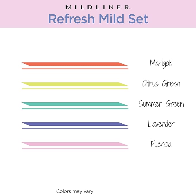 Zebra Pen MILDLINER No Bleed Highlighter, Refresh Colors, Dual Tip, 5-Pack