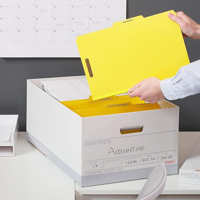 STAPLES Medium Duty File Box, Lift Off Lid, Legal, White/Gray, 12/Carton (TR59217)