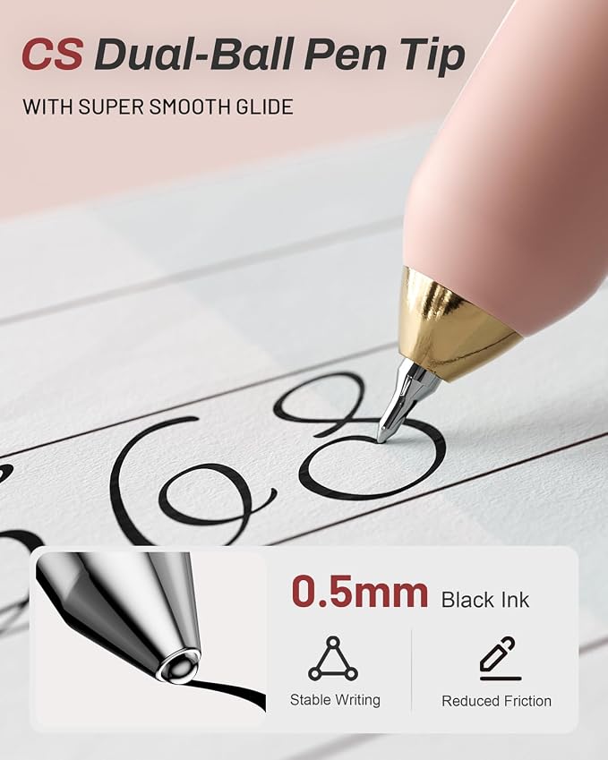 SUNEE Gel Pens, 6 Pack 0.5mm Pens Fine Point Smooth Writing Pens with Quick-Dry Black Ink, Cute Aesthetic School Office Note-Taking Pens for Journaling - Pink