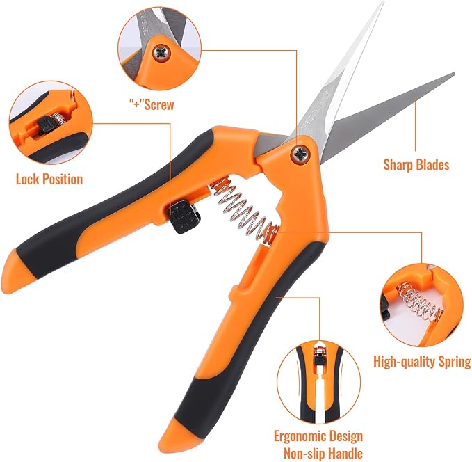 4 Pack Pruning Shears, 6.5 Inch Garden Scissors Gardening Hand Pruning Snips with Straight Stainless Steel Precision Blades for Gardening Flower Plant Precise Trimming and Pruning Maintenance