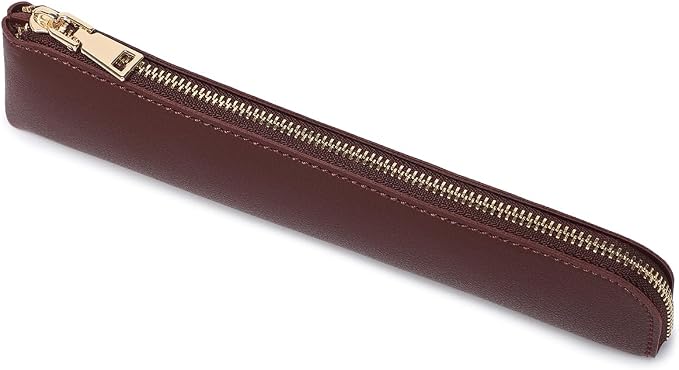 Slim Pencil Case Small Pencil Pouch Pen Case (Burgundy/FL)