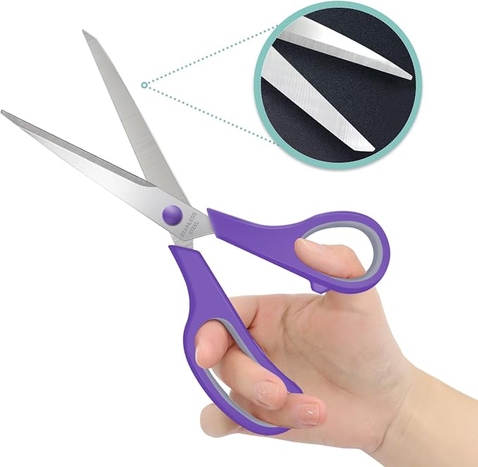 3 Packs 8" Sewing Craft Scissors Bulk,Multipurpose Heavy Duty Sharp Paper Scissors,All Purpose Stainless Steel Scissors for Home Office Student Teacher Supplies