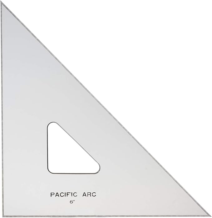 Pacific Arc Drafting Triangle, 6-inch, 45/90 Degrees, w/Inking Edge, Topaz