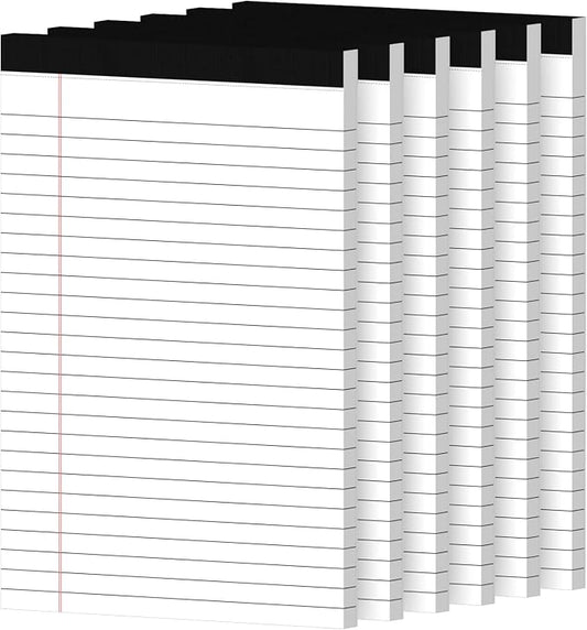 6pcs Small Note Pads, White Notepads 5x8 College Ruled Notebook, Writing Pads 5 x 8, Legal Pads, Pad Paper Perforate Notebooks for Work, Message, School, Office Supplies,30 Sheets/Pack