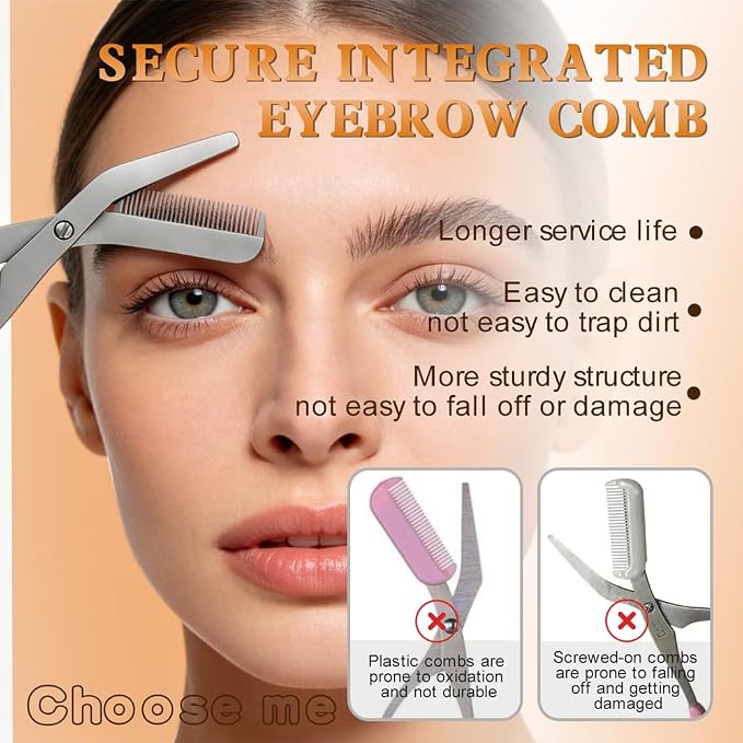 Eyebrow Scissors Professional Grooming Tool for Women Men, Precision Stainless Steel Brow Trimmer for Facial Hair & Eyebrow Shaping for Women & Men