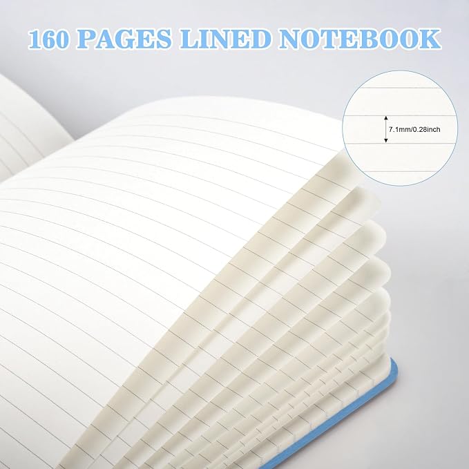 OMEYA Hardcover Journal Notebooks for Work: 4 Pack, A5 100gsm Lined Paper | Multicolor, 5.7" x 8.3", PU Leather Cover, Notebooks for Office, School, Meetings, Daily Plans and Personal Journaling