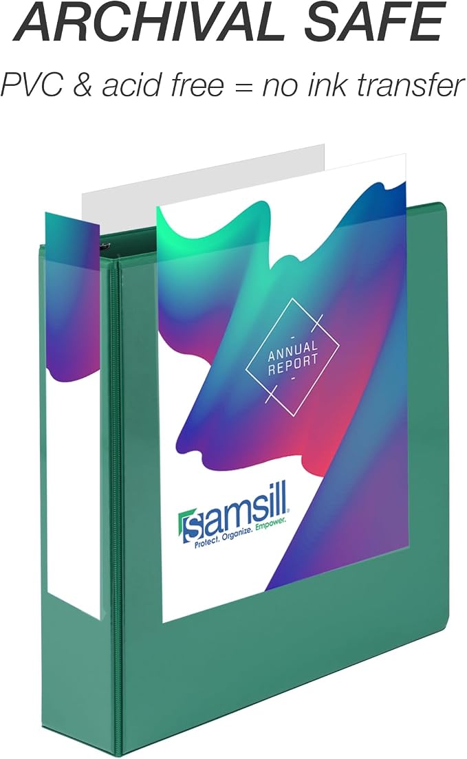 Samsill 2 Inch 3 Ring Binder, Economy Round Ring, Clear View Cover, 425 Sheet Capacity - for School, Home, Office - Forest Green