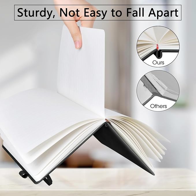 A5 Leather Lined Journal Notebook, 200 Pages Hardcover Executive Notebook for Men Women Office School Note Taking, Thick Writing Paper Daily Journal with Bookmarks/Indexes,Painting