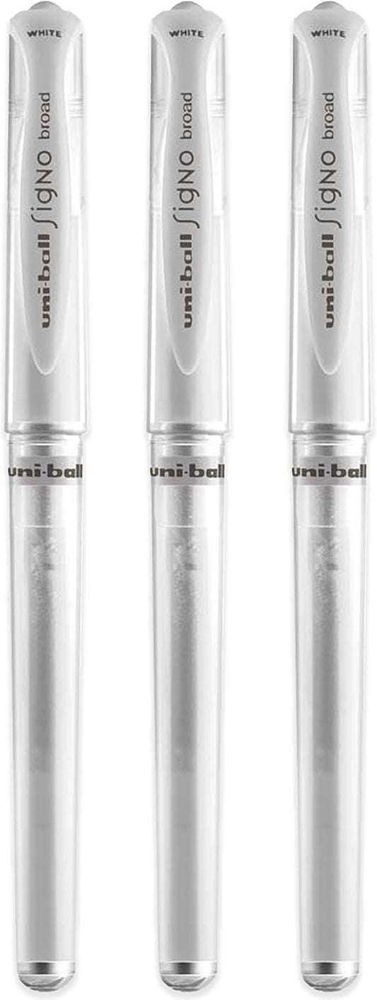 Uni-Ball UM 153 Signo Broad Point Gel Pen - White - Pack of 3