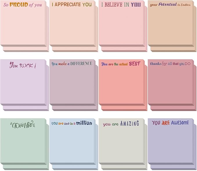 Yinder 24 Pcs Sticky Notes Gifts Bulk,Thank You,Aesthetics