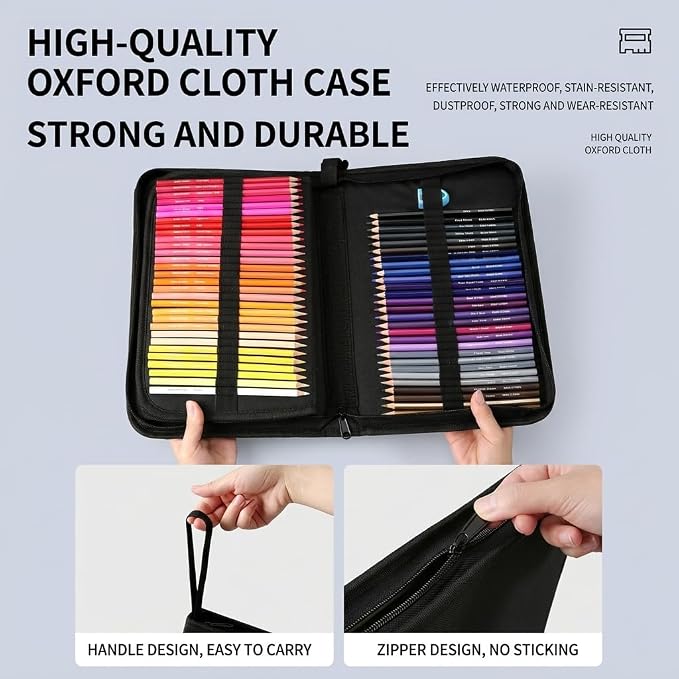 72-Color Professional Watercolor Pencils Set with Portable Carry Case - 3.0mm Soft Core Water Soluble Art Pencils - Blendable Art Supplies Kit for Artists, Students & Adult Coloring