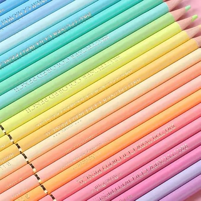 24 Colored Pencils - Premium Soft Core 24Unique Colors No Duplicates Color Pencil Set for Adult Coloring Books, Artist Drawing, Sketching, Crafting